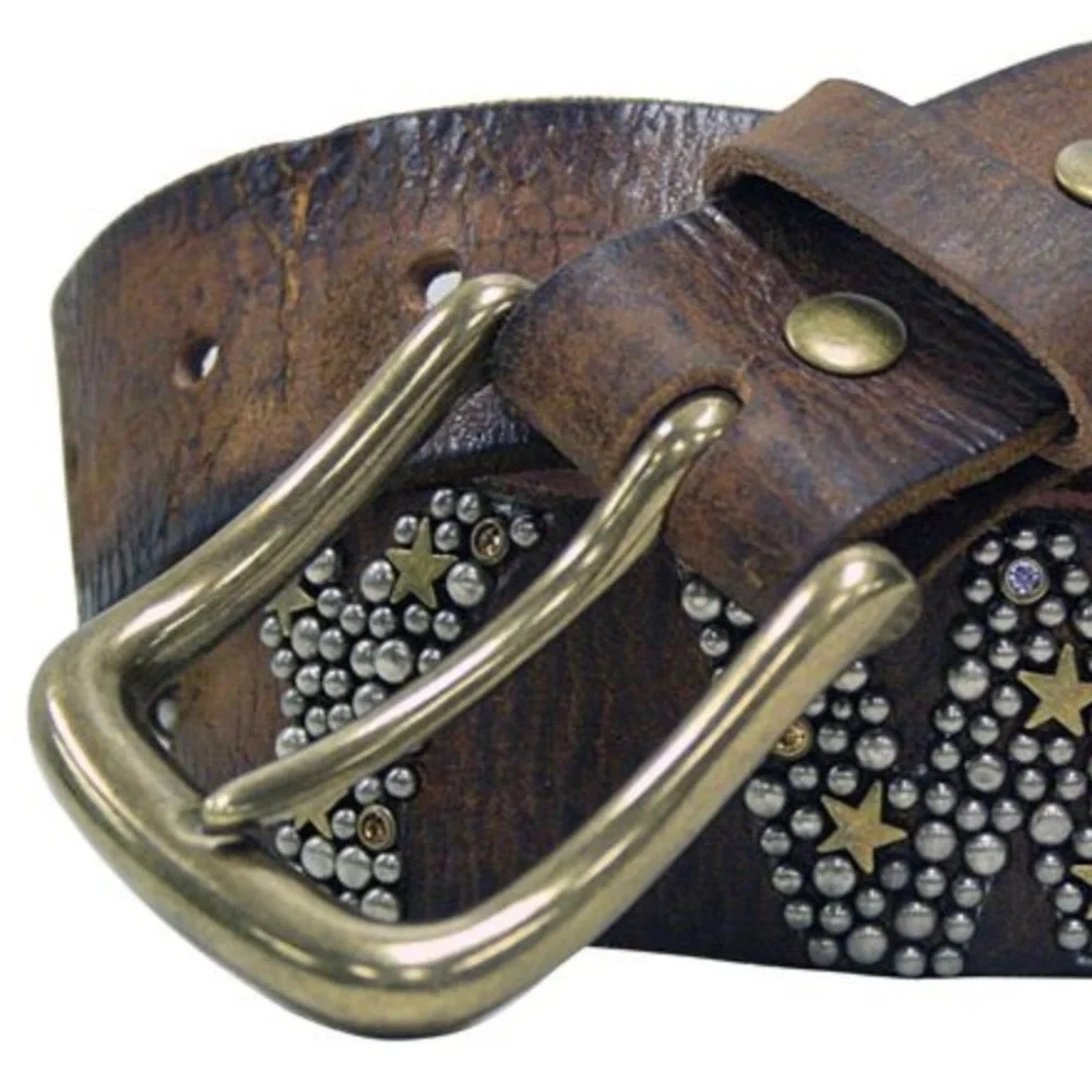 Rare Bill Lavin Leather Island Embellished Studded Hollywood Leather Belt